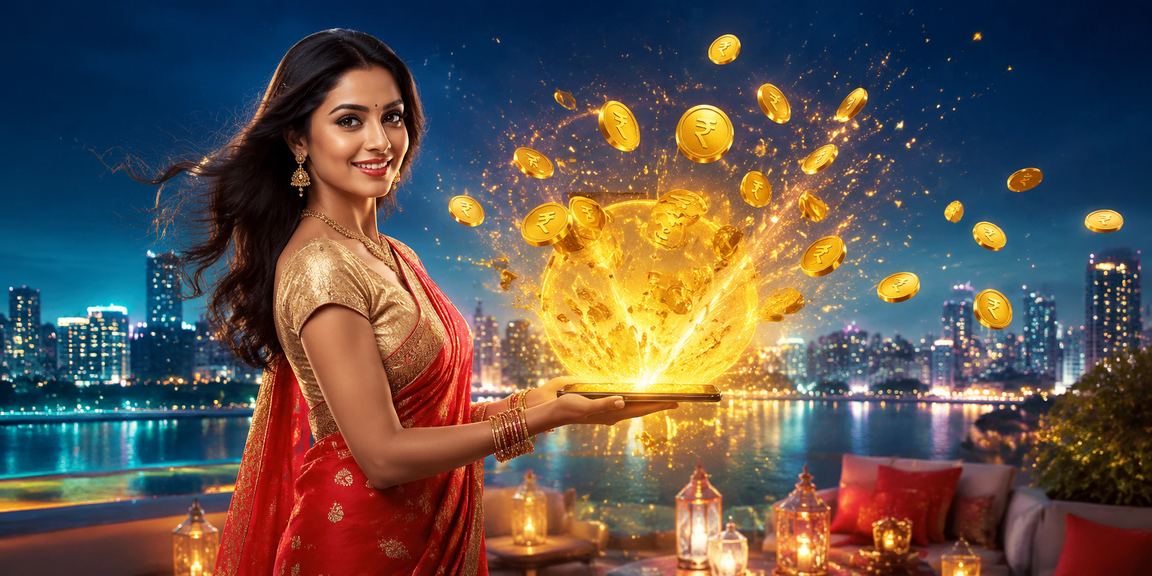 Young woman placing live bets on mobile device in traditional saree